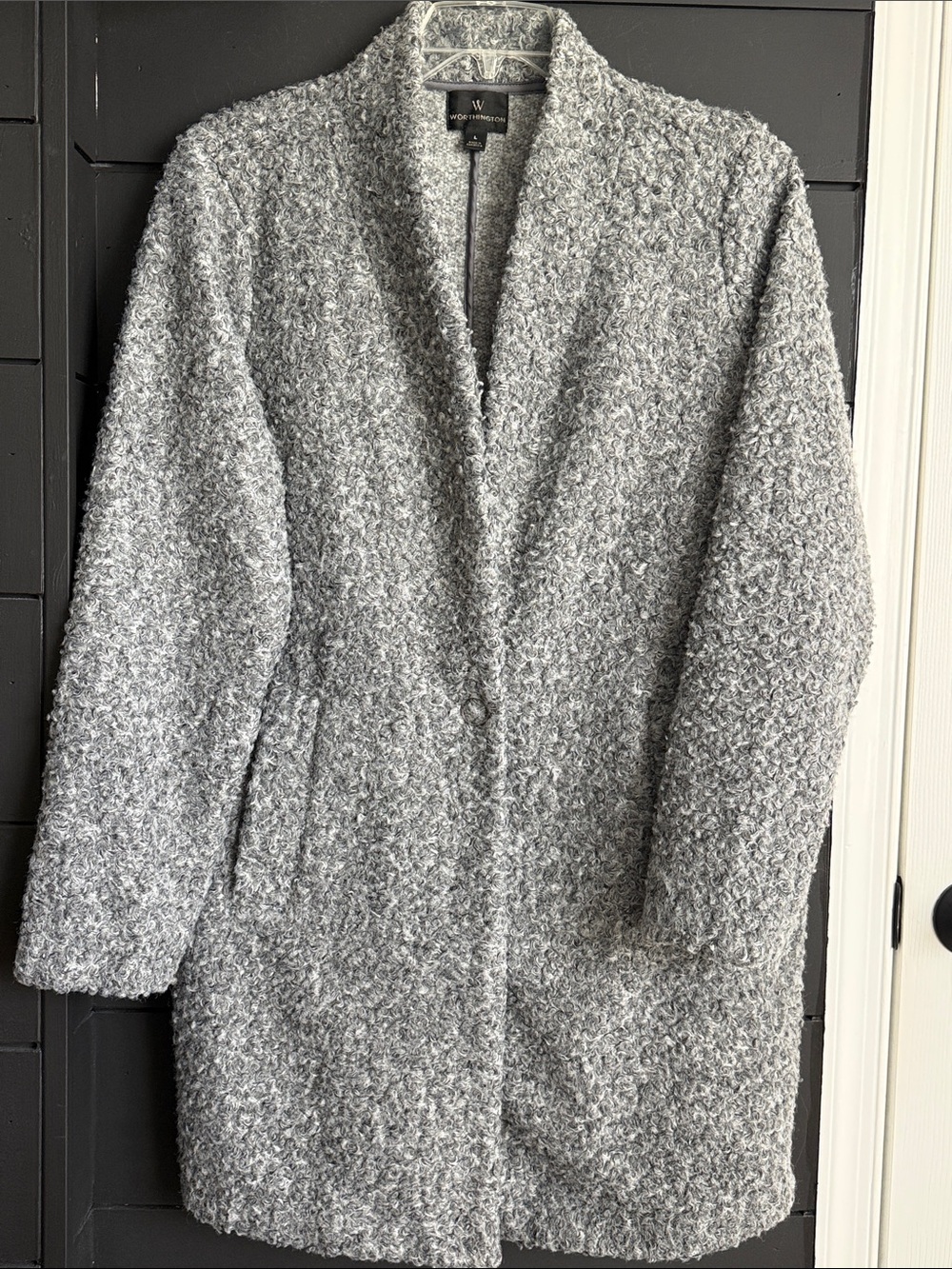 Worthington Light Gray Bouclé Pea Coat